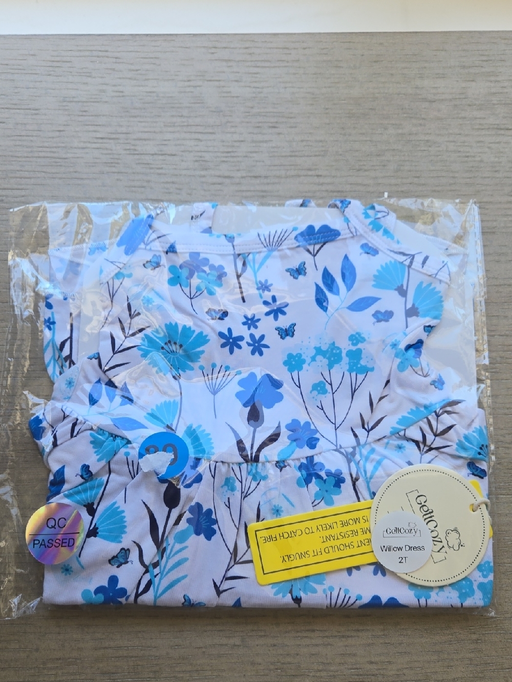 GettCozy Bamboo Willow Dress 2T - Blue Floral